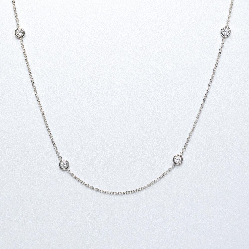 Natural Diamond Necklace 0.25ct 14K White Gold Adjustable 16–18 Inches